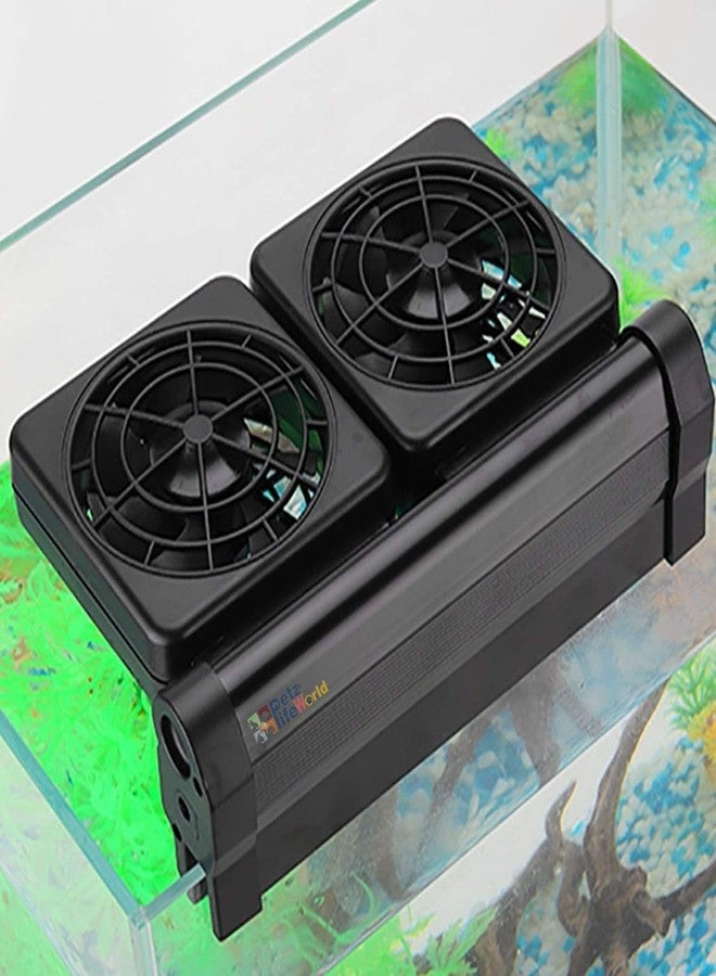 نظام مروحة تبريد حوض السمك VAYINATO® برأسين، مروحة تبريد قابلة لتعديل سرعتي الهواء، مبرد هواء بارد لحوض السمك، مبرد بمشبك قابل لتعديل الزاوية (أسود) من Petzlifeworld - Image 1